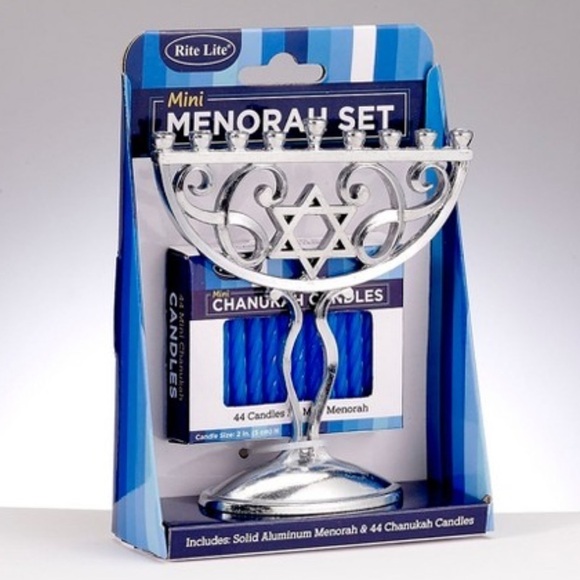 ❤️ 🆕 JEWISH HOLIDAY CHANUKAH HANUKKAH MINI SILVER TONE MENORAH CANDLE HOLDER - Picture 3 of 6